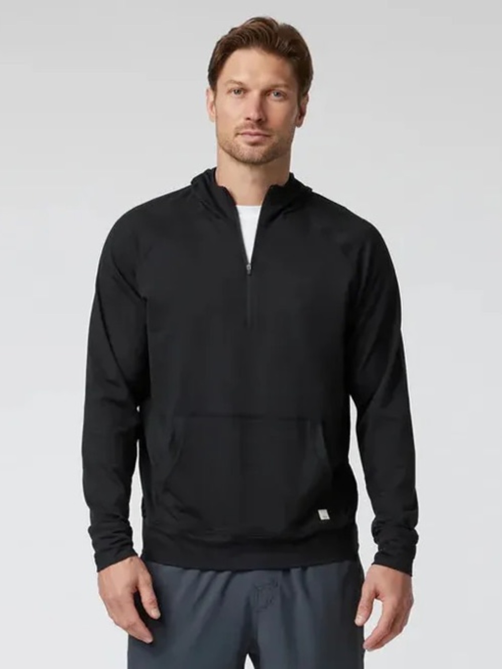 Vuori pronto half zip hoodie, charcoal, large